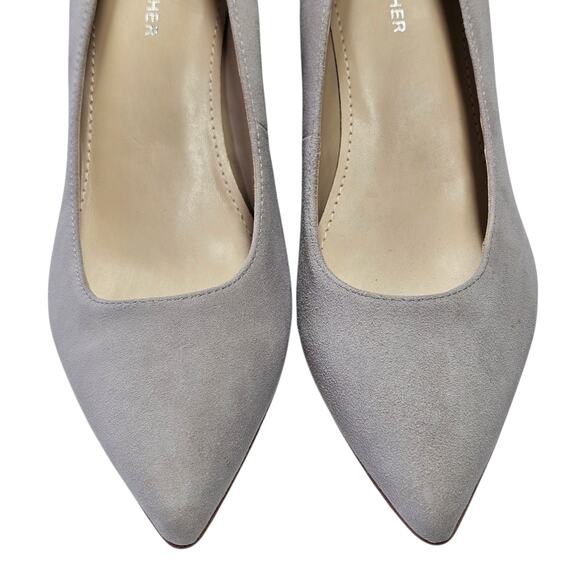 Marc Fisher Claire Gray Multi Suede Leather Pointed Toe Block Heel Pumps Size 8M - Picture 6 of 10